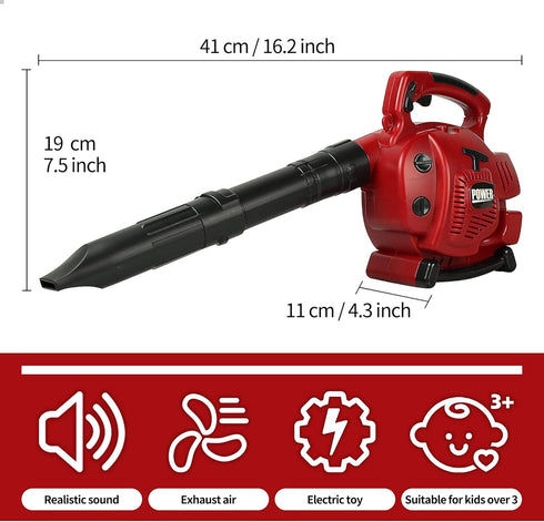 PROLOSO Kids Leaf Blower, Outdoor Pretend Play Gardening Toy Tool with Realistic Sounds for Toddlers