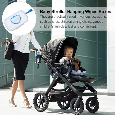 8.66X5.31X1.18In DOITOOL Portable Baby Wipes Box with Stroller Hanging Hook Refillable Outdoor Travel Wipe Holder