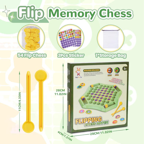 54PCS 2025 Flip Chess Memory Game, Fruit Flip Chess Board Game, Memory Checkerboard Over Card Board, Double Cartoon