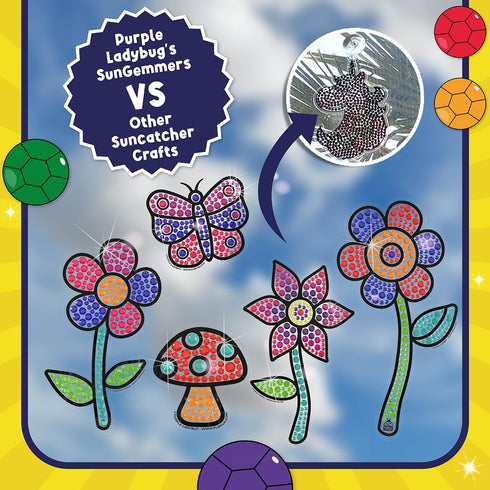 SUNGEMMERS Gem Art for Kids Crafts - Suncatcher Kit for 6-8 Year Old Girls Birthday Gift - Arts and Crafts for Kids