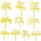 10 PCS Gold Acrylic Happy Birthday Cake Topper, Cupcake Topper Birthday Supplies Decorations