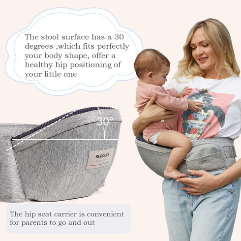 Sunnors Baby Carrier Hip Seat with Adjustable Strap and Pocket, Ergonomic Hip Holder for Newborns & Toddlers (Light
