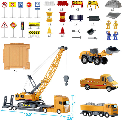 Set, Playset, Bulldozer 3 4 5 6 iPlay, iLearn Kids Construction Toys Truck Boys Engineering Vehicle Crane Transport
