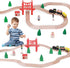 Wooden Train Track Set, 39Pcs Toddler Railway Bridge Toy Train Set with