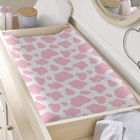 Waterproof Cow Baby Changing Pad Cover, Cozy Cradle Sheets for Infant/Toddler, Lightweight Universal Tray Table Mat