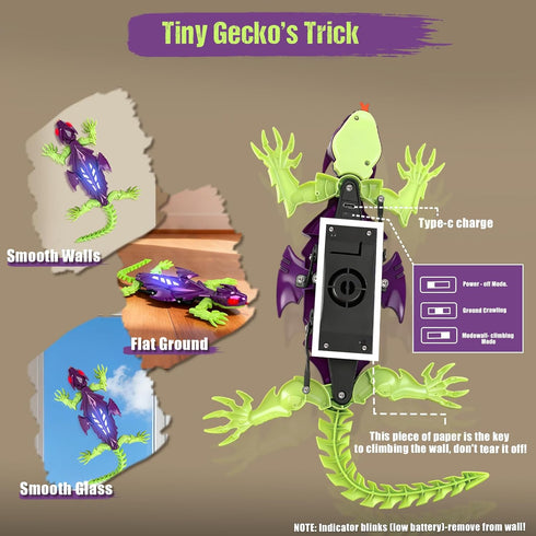 ORAANEYOYO 3+, Winged Flying Wall Climbing Gecko - Interactive RC Wall Crawler Robot Lizard,Geckos RC Toys for Boys