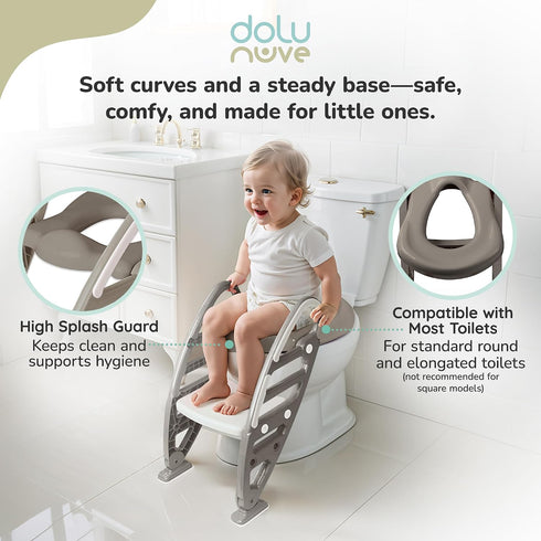 DOLU NUVE 2+, Toilet Training Seat with Ladder, Potty Chair with Non-Slip Steps and High Splash for Kids and Toddlers
