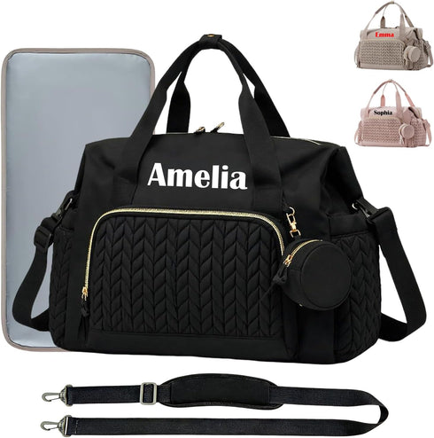 Personalized Diaper Bag Tote with Name, Custom Baby Bag with Changing Pad