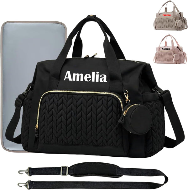 Personalized Diaper Bag Tote with Name, Custom Baby Bag with Changing Pad