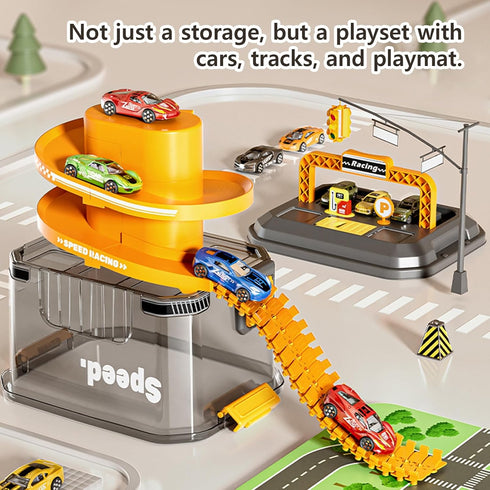 Playset Set 12 2 3 4 5 1-3 2-4 Toy Car Track Storage - Car Toys Race Including Diecast Cars, PlayMat, Race Tracks, Car