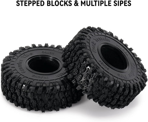 INJORA 1.0 Tires - S5 Rock Terrain Crawler Tires for TRX4M SCX24 AX24 FCX24 Upgrade Parts, 64 * 24mm
