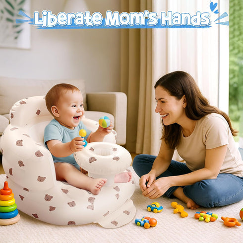 3-36 Arscniek Inflatable Baby Seat Built in Air Pump, Blow Up Baby Chair with Back Support and Tray, Sit Me Up Floor