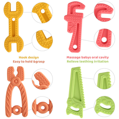 8 Pack Chew Baby Teething Toys for 0-12 Months, Freezable BPA Free Silicone Baby Molar Teether Chew Toys