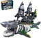 HJPLPXH Mechanical Shark Ship Building Blocks Set, The Ghost Sea Shark Pirate Ship