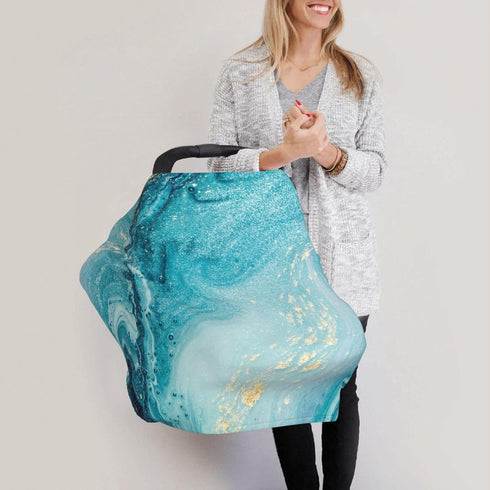 Schgap Marble Blue Car Seat Covers for Baby, Nursing Cover Breastfeeding Baby Carrier Cover Stroller Cover for Shower