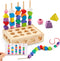 Montessori Educational Wooden Toys for Toddler 3-5 Years - Lacing Beads, Stacking Blocks, Shape Sorting Gifts for Kids