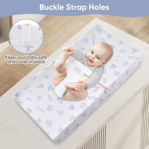 TADO MUSLIN 100% 360 2 Pack Changing Pad Cover for Baby Girls Boys - Organic Cotton Muslin Changing Pad Sheets