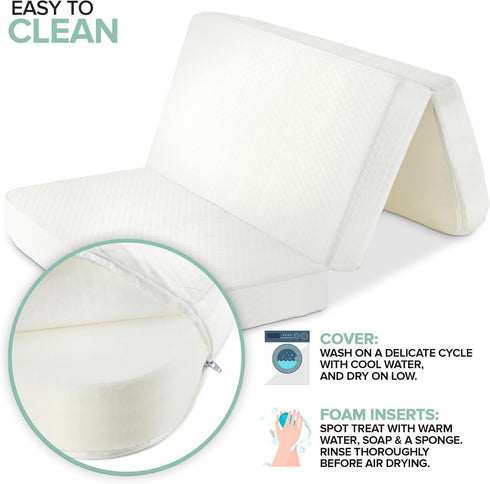 3" Pack Foldable Travel n Play Mattress Pad with Bag, Waterproof Portable Mini Crib Mattresses, Baby Bed Playpen Memory