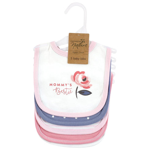 Touched by Nature Unisex Baby Organic Cotton Bibs, Bubblegum Floral, One Size