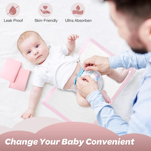 Buyockss Pack 100 13 x18 Disposable Changing Pad Liners of Baby Incontinence Changing Pads Diaper UnderPads Ultra Soft