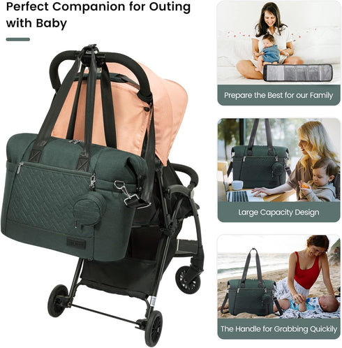 Spacious LOVEVOOK Waterproof Diaper Bag Tote with Changing Pad - Ideal for Travel