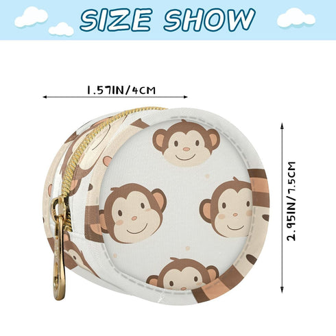 YETTASBIN Cute Monkey Portable Pacifier Holder Case with Metal Hook Buckle & Zipper for Diaper Bag and Stroller