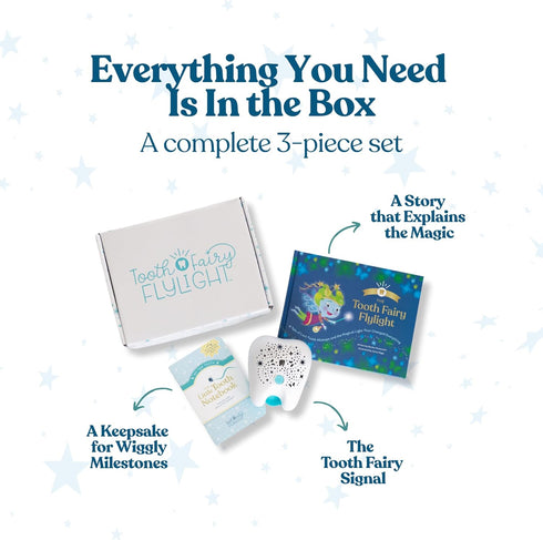 Set, 58 Tooth Fairy Kit & Gift Flylight Projector Night Light, Storybook & Keepsake Journal, The Complete Tooth Fairy