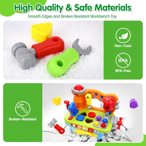 Toys for 1 Year Old Boy, Musical Learning Workbench for Toddler Toys Age 1-2, Birthday Gifts for Early Education