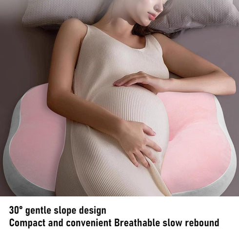 NOENNULL W Shaped Pillow for Women Cotton Adjustable Belly Support Maternity Wedge Pillow for Side Sleepers (Pink)