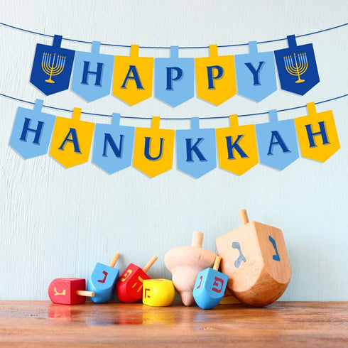 Happy Hanukkah Decorations Paper Banners, Holiday Chanukah Party Supplies