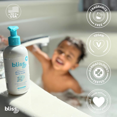 2-in-1 Bliss Baby Shampoo and Body Wash, Premium For Babies, Toddlers & Kids, Unscented & Hypoallergenic - Gentle Baby