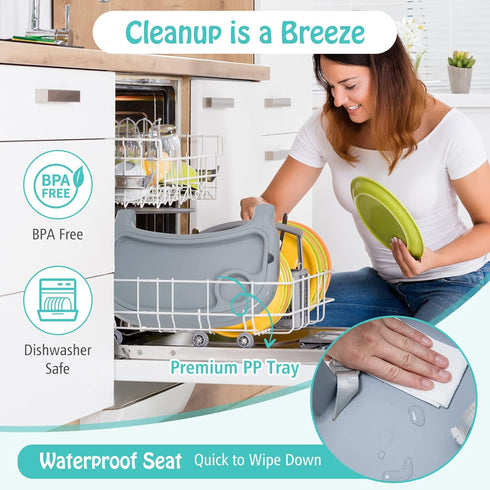 4 1 6-36 BABY JOY Baby High Chair, in Convertible High Chair with Adjustable Legs, Double Removable Tray, Safety