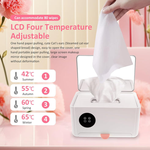 XYTZHSAI 3 1 Warmer,4 80 Baby Wipe Warmer, in Thermal Wipe Dispenser with Mirror, Adjustable Temperature Wet Wipe