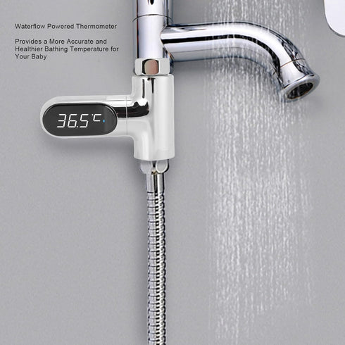 FTVOGUE Shower Thermometer, LED Digital Display Water Temperature Sensor with Hydroelectric Power Generation, for Baby