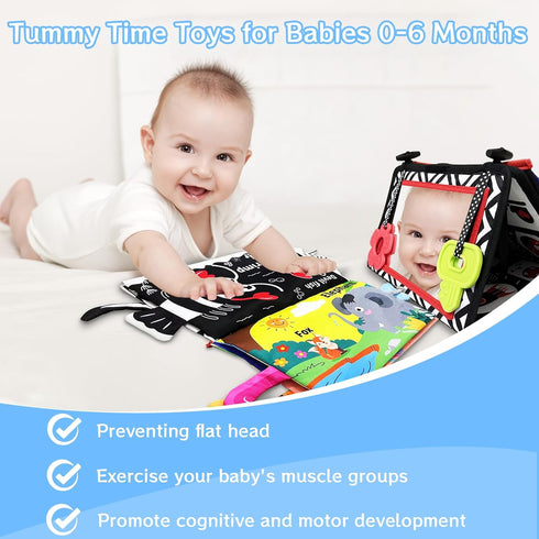 Autumety Tummy Tummy 0-3 0-6 6-12 Time Mirror Newborn Toys: Black and White Infant Time Toys Months Babies High