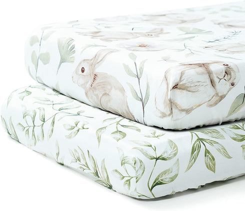 TCBunny 2 Pack Premium Fitted Baby Crib Sheets for Standard Crib Mattress