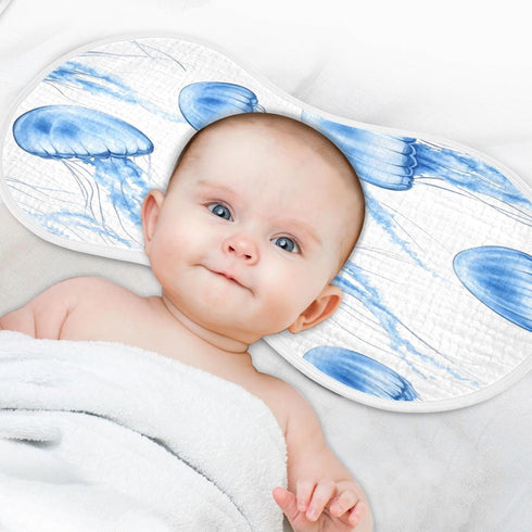 YETTASBIN Blue Jellyfish Muslin Baby Burp Cloth, Super Soft Absorbent Cotton Burp Rag Baby Bibs Feeding Cloth