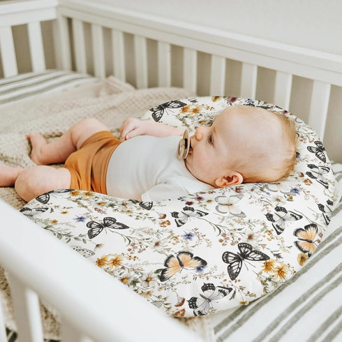 Summer Boho Floral Butterflies Nursing Pillow Covers for Boy Girl Vintage Wildflowers Leaves Nursery Feeding Pillowcase