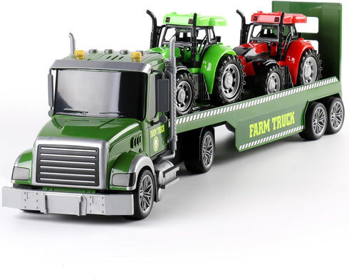 Dwi Dowellin Farm Vehicle Toys Set, 27" Large Friction Powered Semi Truck