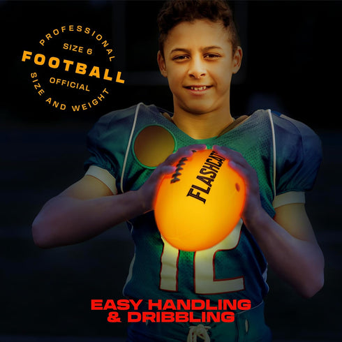 Light Up Football, Glow in the Dark Ball for Outdoor Sports, Birthday Gifts for Boys Ages 8-15+