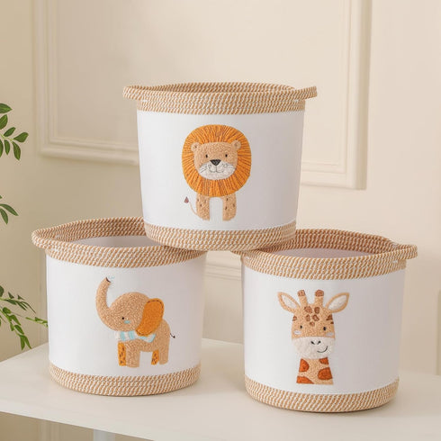 Tidelit 3-Piece Woven Baby Toy Baskets Laundry Hampers, Foldable Nursery Organizer for Toys Clothes Stuffed Animals