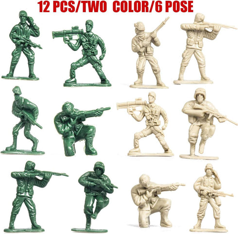 18 Pack Die-cast Military Vehicles Sets, 6 Pack Assorted Alloy Metal Models and 12 Pack Soldier Army Men