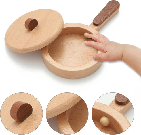WHOHOLL Wooden Kitchen Sets for Kids, Play Kitchen Accessories, Toddler Cooking Toys Ages 3-5, Montessori Tools Gifts