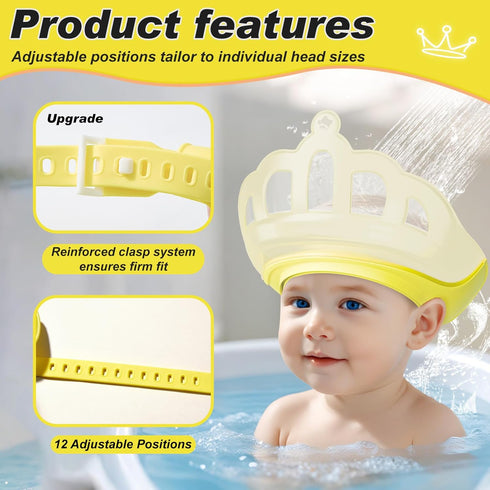 0-9 Baby Shower Cap Shield for Kids Visor Hat for Eye and Ear Protection Adjustable for Years Old Children Cute Crown