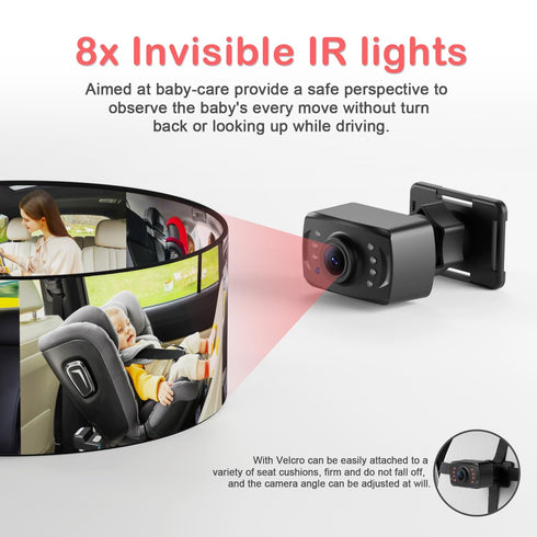 4.3'' 1080P 5 ACZ407 Itomoro Baby Car Camera, Night Vision Car Baby Mirror with Camera Mins Easy Installation Crystal