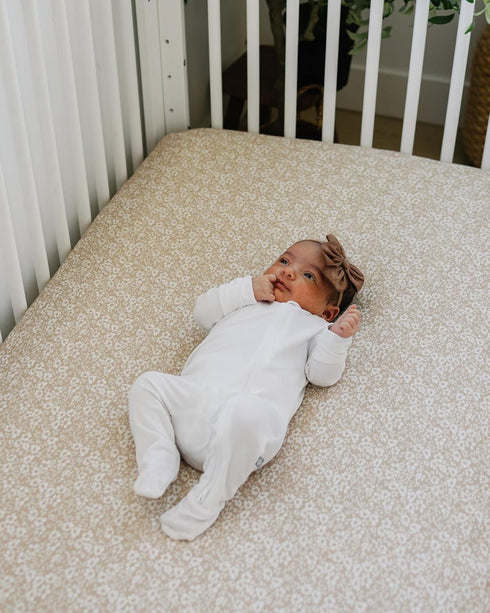 2 Pack Crib Sheets Neutral - Fitted Baby Crib Sheets Bed for Girl Boy - Standard & Toddler Mattress (Poppy Fields)