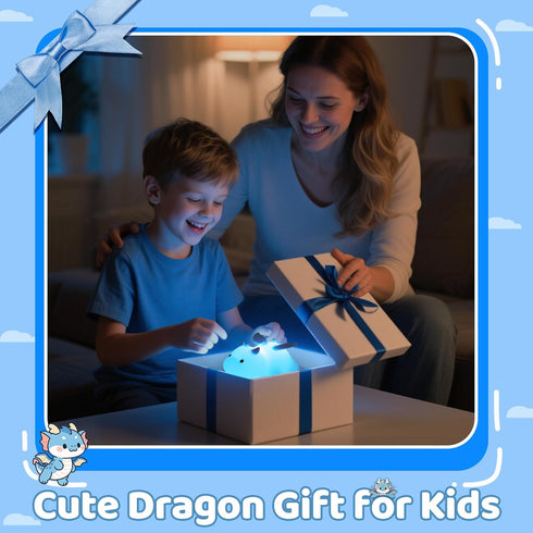 Ammonite 8 Dragon Night Light, Cute Dragon Lamp with Color Lights, Soft Silicone Kids Nursery Nightlight LED Touch