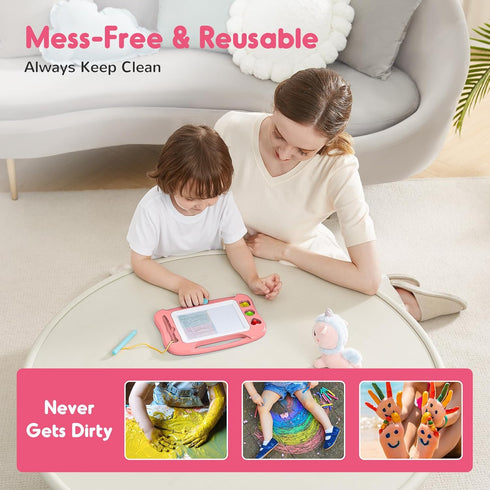 SGILE Magnetic Drawing Board for Kids, Colorful Erasable Doodle Board with Magnet Pen and Stamps