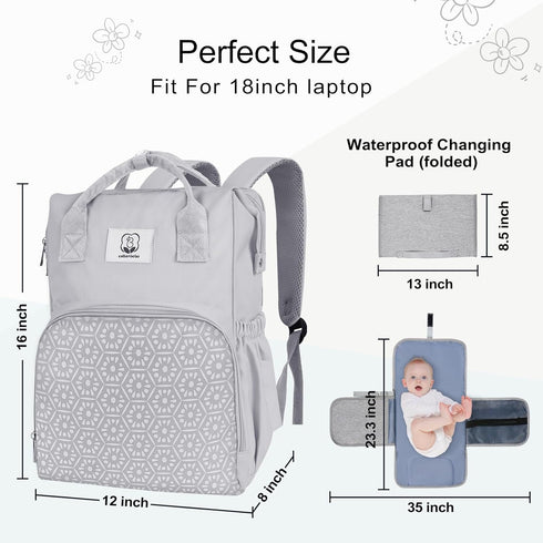 Backpack pack Diaper Bag with Changing Pad, Large Baby Bags with Stroller Straps & Insulated Pockets, Multifunction