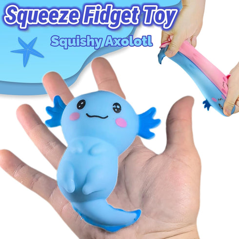 Belsheu Axolotl Animal Dough Fidget Balls Squishy Toys, Blue Axolotl Squeeze Sugar Stress Ball for Adults, Anxiety